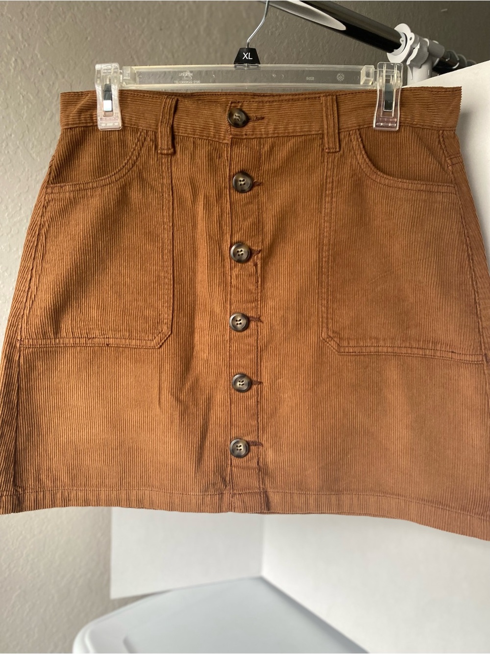 Kensie Corduroy Button-Front Mini Skirt in Brown Size 8 Like New